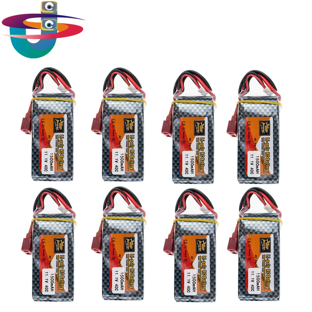 8 шт. lipo Батарея 11.1 В 1500 мАч 3 S 40C MAX 60C T XT60 разъем для Мультикоптер Дрон вертолет