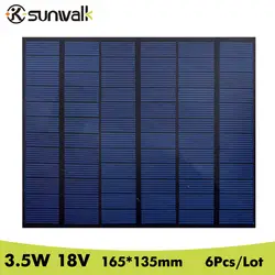 Sunwalk 6 шт. 3.5 Вт 18 В поликристаллического Панели солнечные животное Мини DIY Панели солнечные модуль Батарея ячейки для солнечного Системы