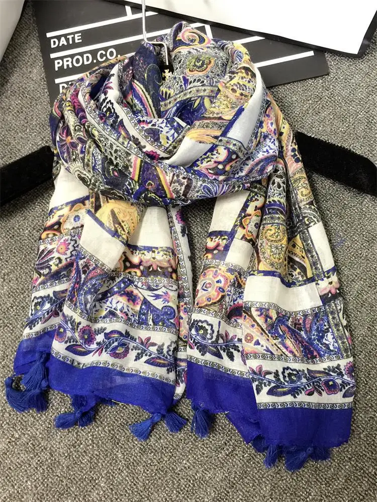 

2016 Newest Women Bohemia Style Scarves Paisley Pattern Tassel Scarf Paisley Floral Printed Scarf Wrap Shawl Hijab 10pcs/lot