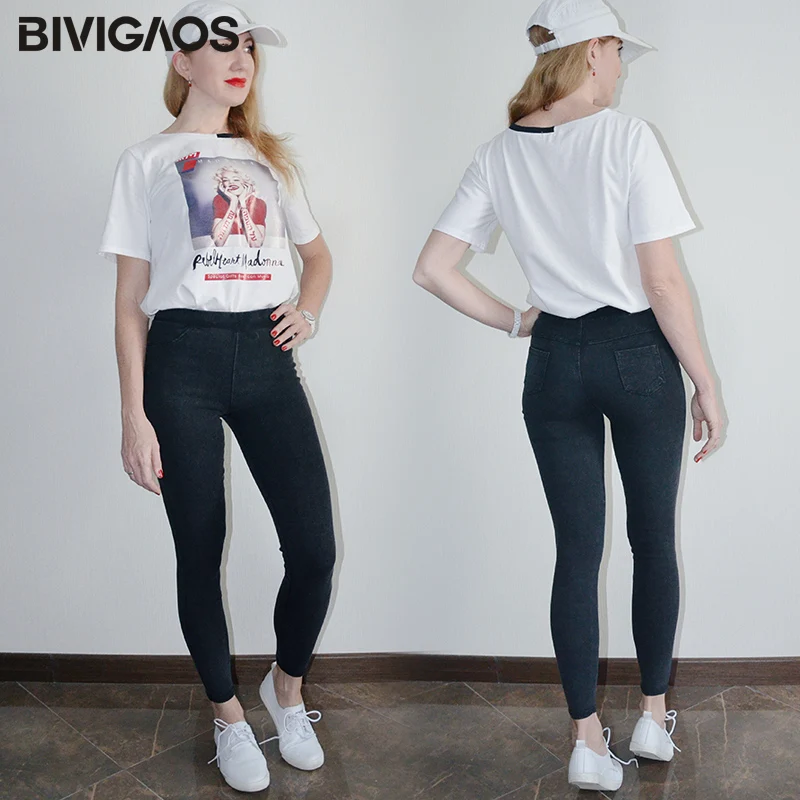 BIVIGAOS женские джинсовые леггинсы повседневные Модные обтягивающие тонкие