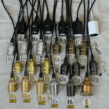 

220-240V E27 Screw Edison Lamp Light Bulb Socket Base holder + 120cm cable For 40W/60W Retro Incandescent Vintage Filament Bulb