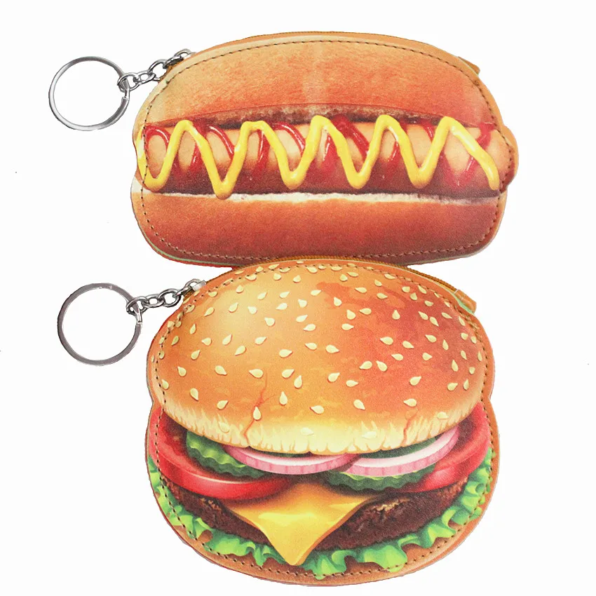 M079 Кошельки для монет из искусственной кожи в виде милого гамбургера, сумка для карт, кошелек с пряжкой для ключей