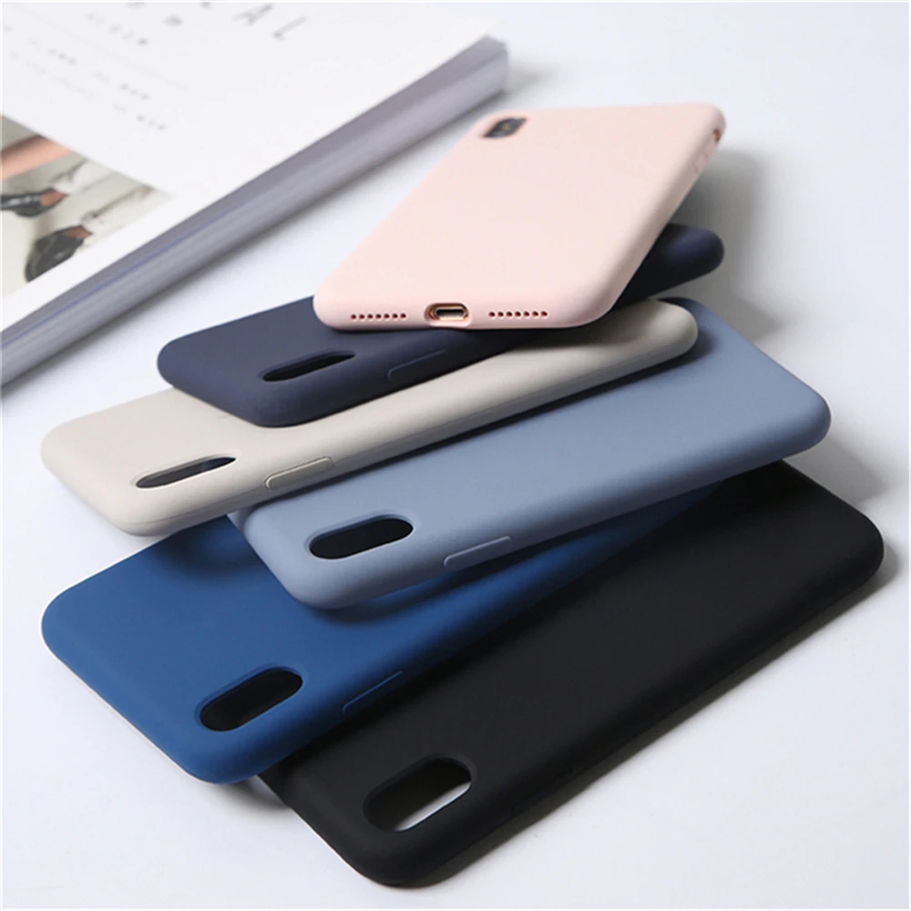 

360 Full Protective Phone Case For iPhone 7 8 6 6s Plus Liquid Silicone Original Soft TPU Cover For iPhone XS Max XR XS X S Case