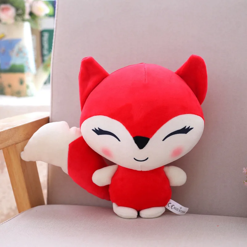 Новинка 23 см Kawaii игрушечные лисы мягкие животные и плюшевые игрушки для девочек детский подарок плюшевая подушка милый лиса мягкие игрушки - Цвет: Красный