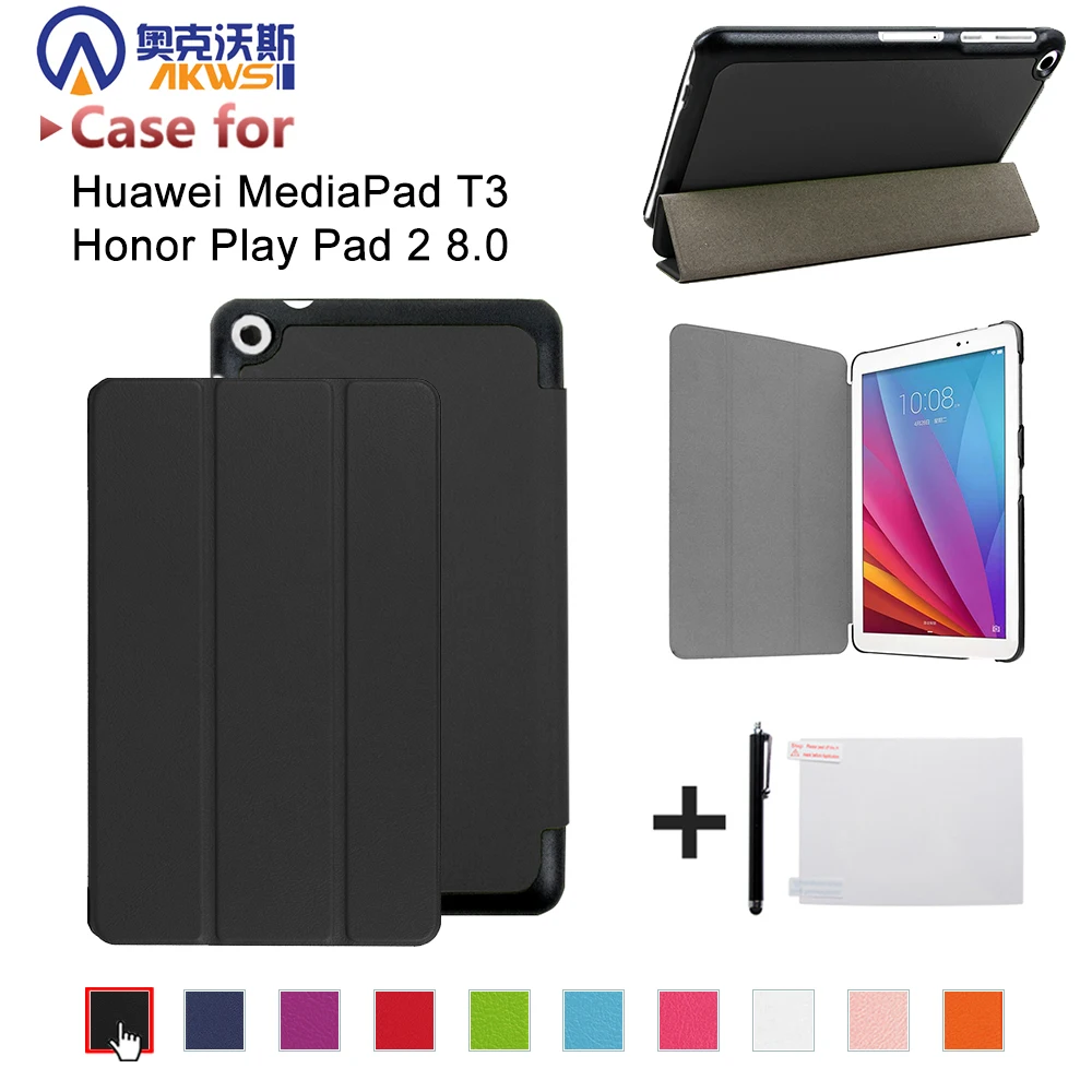 Pu кожаный чехол-подставка в виде книжки для huawei MediaPad T3 8,0 KOB-L09 KOB-W09 для 8 ''планшетный ПК для Honor Play Pad 2 8,0