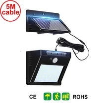 30 led 500lm солнечный светильник раздельный монтаж pIR датчик движения 5 м провод шнур умный Крытый Уличный настенный светильник Точечный прожектор светильник для сада