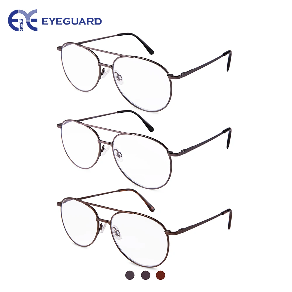 EYEGUARD 3 Pairs Metal Deluxe Reading Glasses Comfortable Stylish Simple Readers Magnification