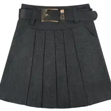 Новая Осенняя зимняя женская шерстяная юбка модная плиссированная юбка с высокой талией размера плюс повседневная юбка средней длины юбки женские M-XXXXL