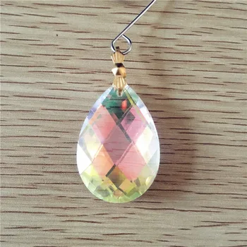 

Shiny 10pcs AB 38mm Crystal Chandelier Hanging Pendant Crystal Grid Almond Glass Prism Drop Pendants For Chandelier Decoration