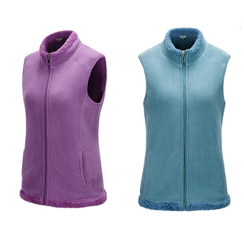 

Women Casual Fleece Vest Jacket Sleeveless Zipper Bodywarmer Gilet Female Stand Collar Autumn Winter Warm Waistcoat Tops