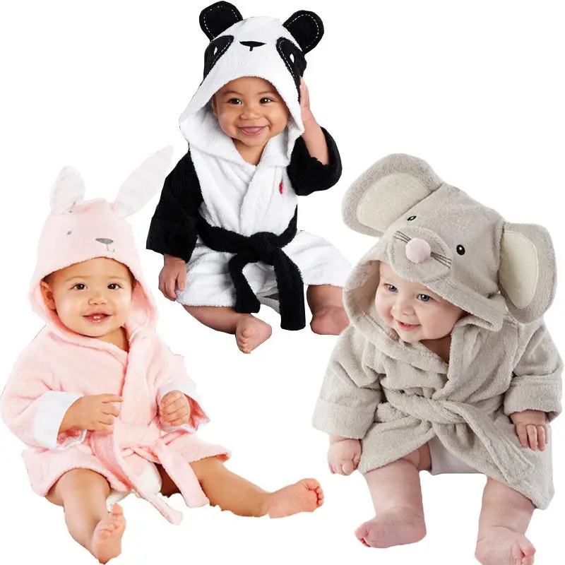 Хлопковое банное полотенце с капюшоном для маленьких мальчиков и девочек, банный халат с милым рисунком мышки/панды/кролика, От 1 до 5 лет
