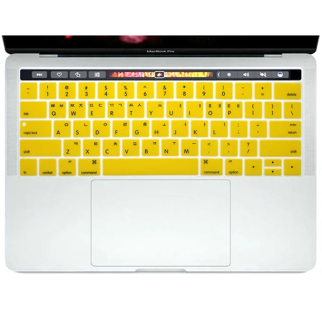 Корейский силиконовый чехол для клавиатуры кожи для нового MacBook Pro 1" A1706 и Pro 15" A1707 с сенсорным бар выпуска - Цвет: Yellow