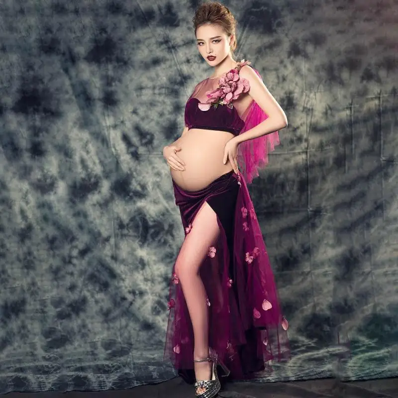 

1pcs Fashion Maternity Dress for Photo Shoot Maxi Maternity Gown Lace Fancy Sexy Women Maternity Photography Props Clothes G3