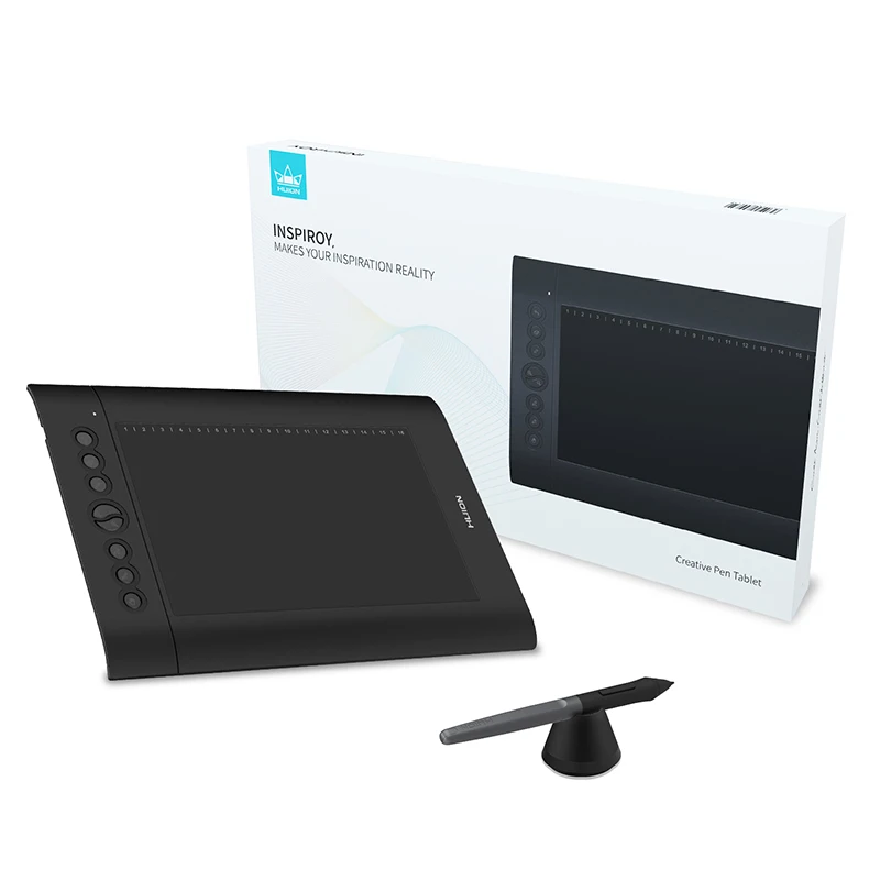 Цифровой планшет HUION H610 PRO V2 с графическим рисунком на 8192 уровней ± 60 ° функция наклона ручка без аккумулятора с 8 нажатыми 16 мягкими клавишами