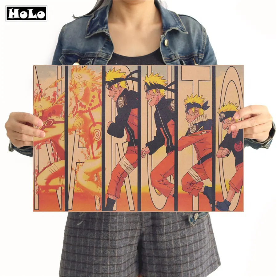 

Retro Classic Cartoon Naruto Drawing Poster Vintage Poster Retro Wall Sticker Antique Painting FHD 42.5x30.5cm
