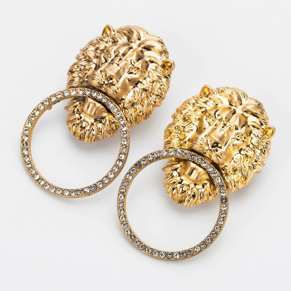 

Women Fashion Trendy Alloy Lion Charms Stud Earrings Jewelry Hot Sale Lady's Novelty Collection Earrings Accessories