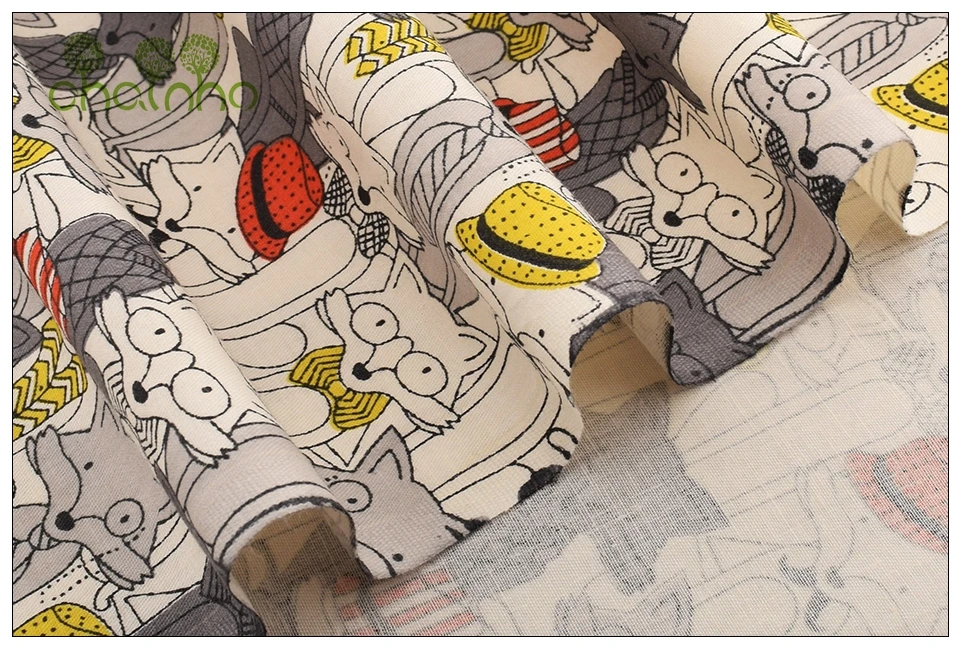 Chainho 8 шт./лот твиловая, хлопковая ткань, Mr. Fox& Детский комбинезон с принтом «Медведь», Лоскутная Ткань, DIY лоскутного шитья Fat четверти Материал для новорожденных и детей