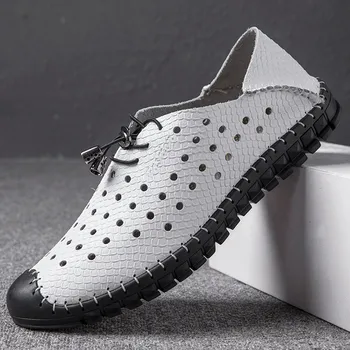 

Big Size hollow men sandals genuine leather sandals Men outdoor casual shoes Breathable Fisherman Shoes men Beach shoes C4