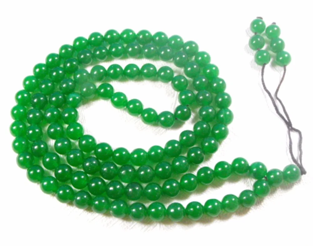 EASTCODE Charming Tibet Buddhist 108 Green 8mm Jade Beads Prayer Mala Necklace