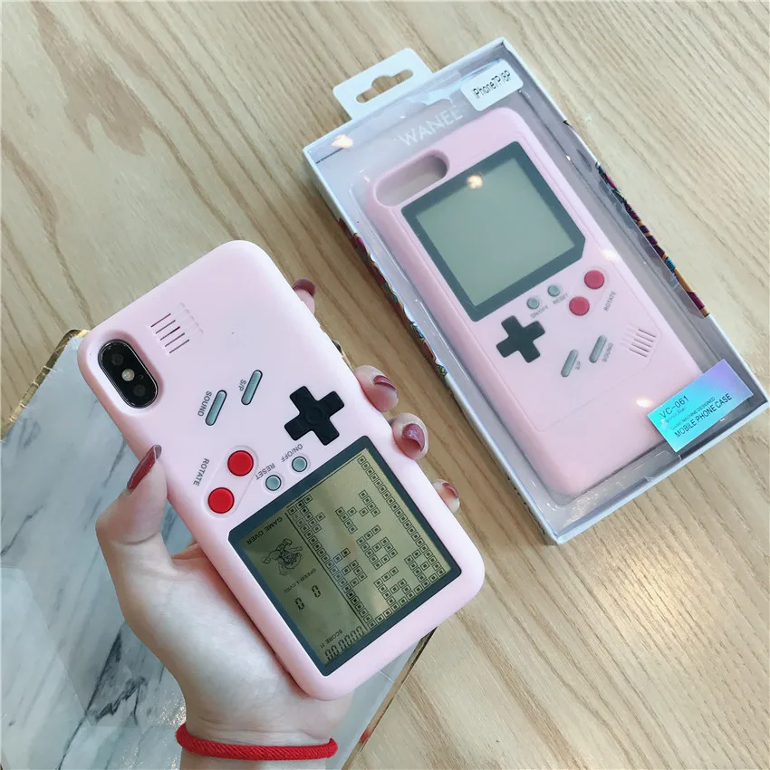 Приставка Gameboy GB игровой тетрис чехол для Iphone 7 чехол Iphone Xs Max чехол для Iphone 6 6s 7 8 Plus X XR 7plus 8plus розовый чехол для телефона