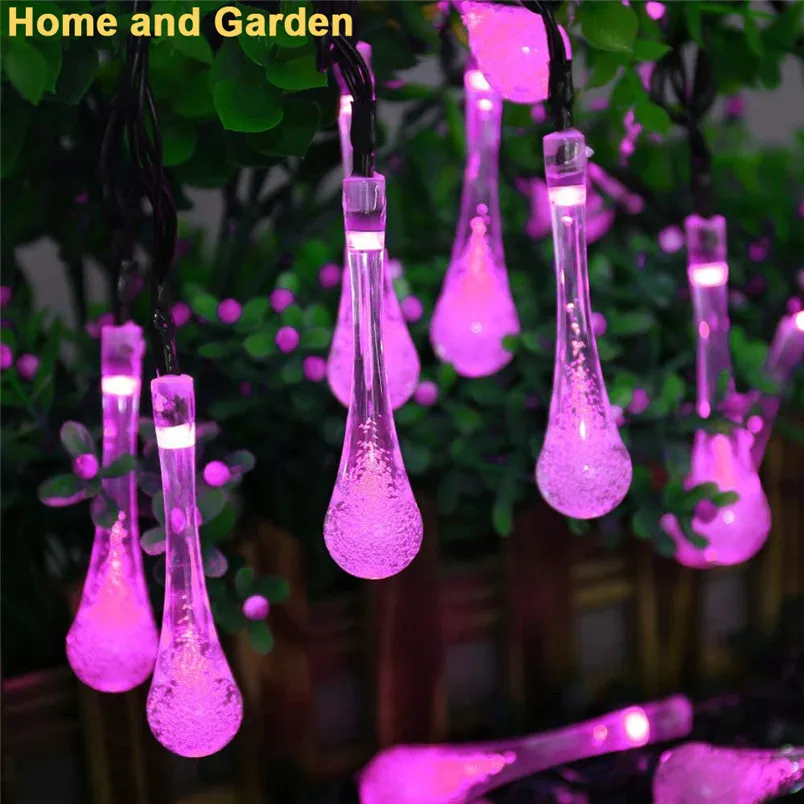 christmas lights outdoor decoration Garden 30 LED string lights Raindrop Teardrop Solar Powered String Fairy Lights #3D03 (6)