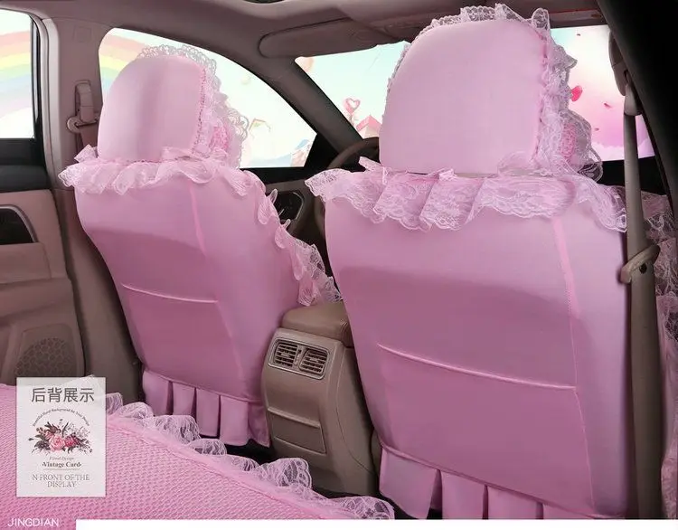 Милые розовые автомобильные аксессуары чехлы для сидений Decoracion Para Coches Asientos четыре сезона набор крышек автомобиля роскошные аксессуары