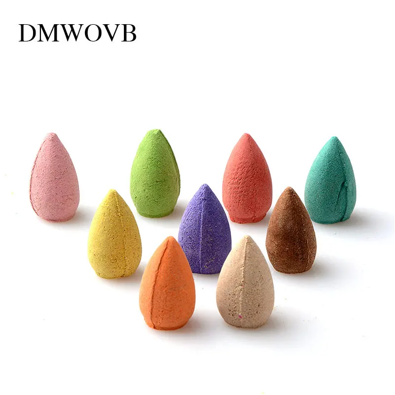 

DMWOVB 30-40Pcs wierook Colored Smoke Backflow Incense Cones Natural Aroma Reflux Tower Incense Bullets Lavender Jasmine Green