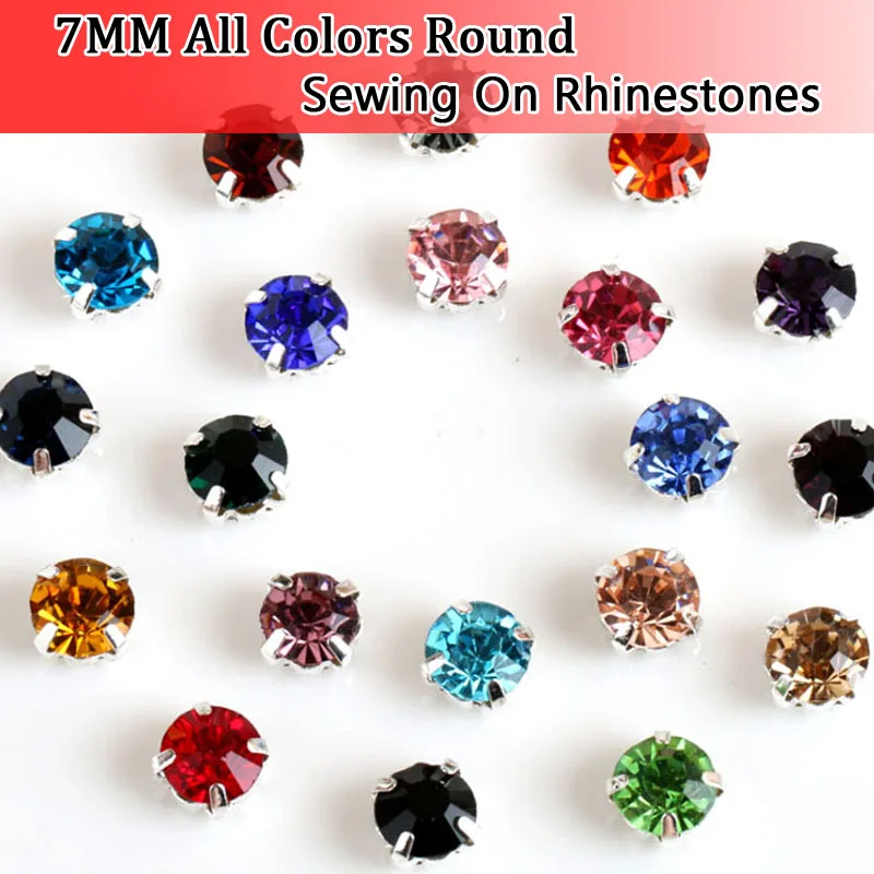 240pcs Loose glass Crystals Silver bottom SS35 7mm Handmade Crystal Crystal AB Sapphire Sewing On Claw Rhinestone