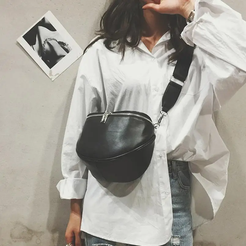 Сумки для женщин Мода 2018 поясная сумка PU Жесткий чехол на молнии черные милые женские сумки Bolsa De Cintura