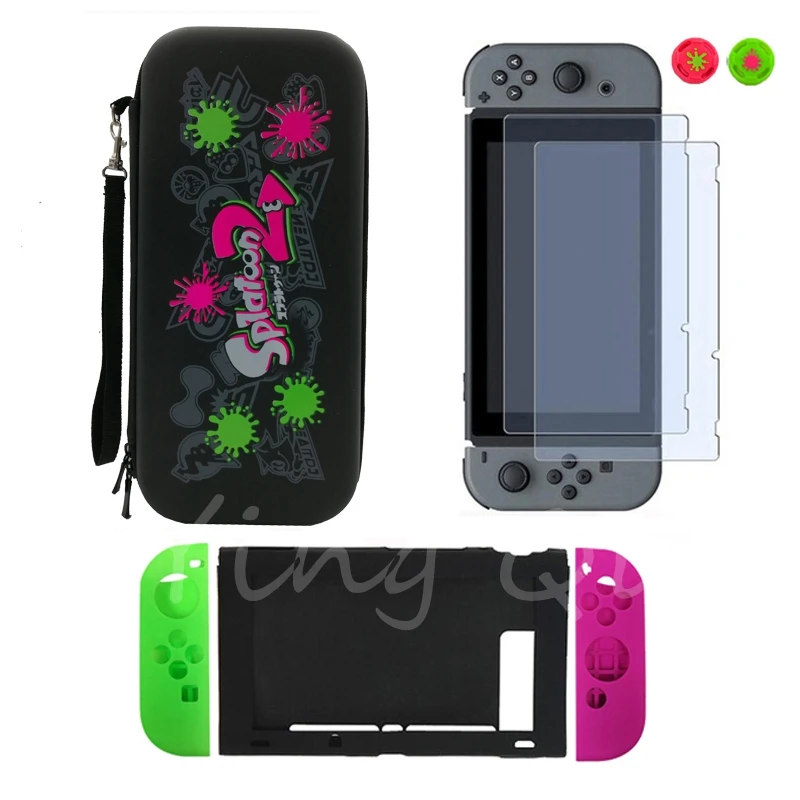 

Travel Carrying Pouch Case For Nintend Switch Console EVA Storage Bag with Silicone Skin Cover Tempered Glass Screen Protector