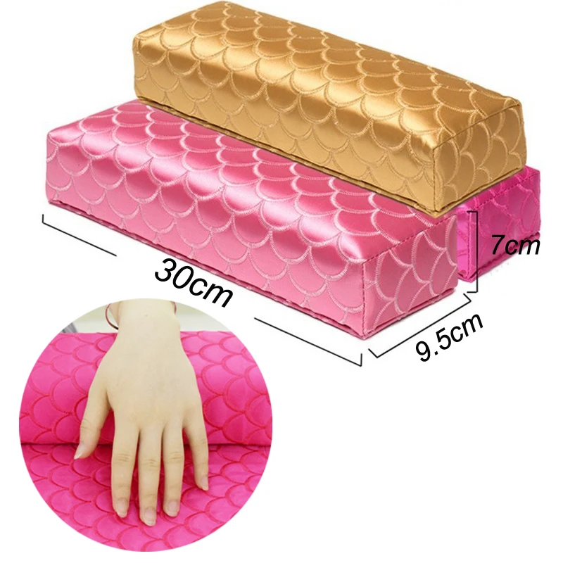 1Pc Silk Material Nail Art Pillow Fish Scale Patterns Manicure Hand Arm
