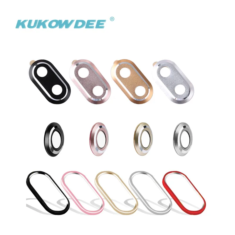 

KUKOWDEE Metal Bumper Camera Protector For iPhone 6 7 8 plus Camera Screen Lens Cover For iPhone X Back Camera Case Pink Color