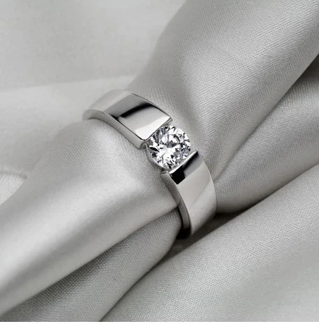 

Forever Brilliant 0.5Ct D VVS1 Moissanite Diamond Ring Test Positive Pure White Gold 18K AU750 Jewelry Last Forever