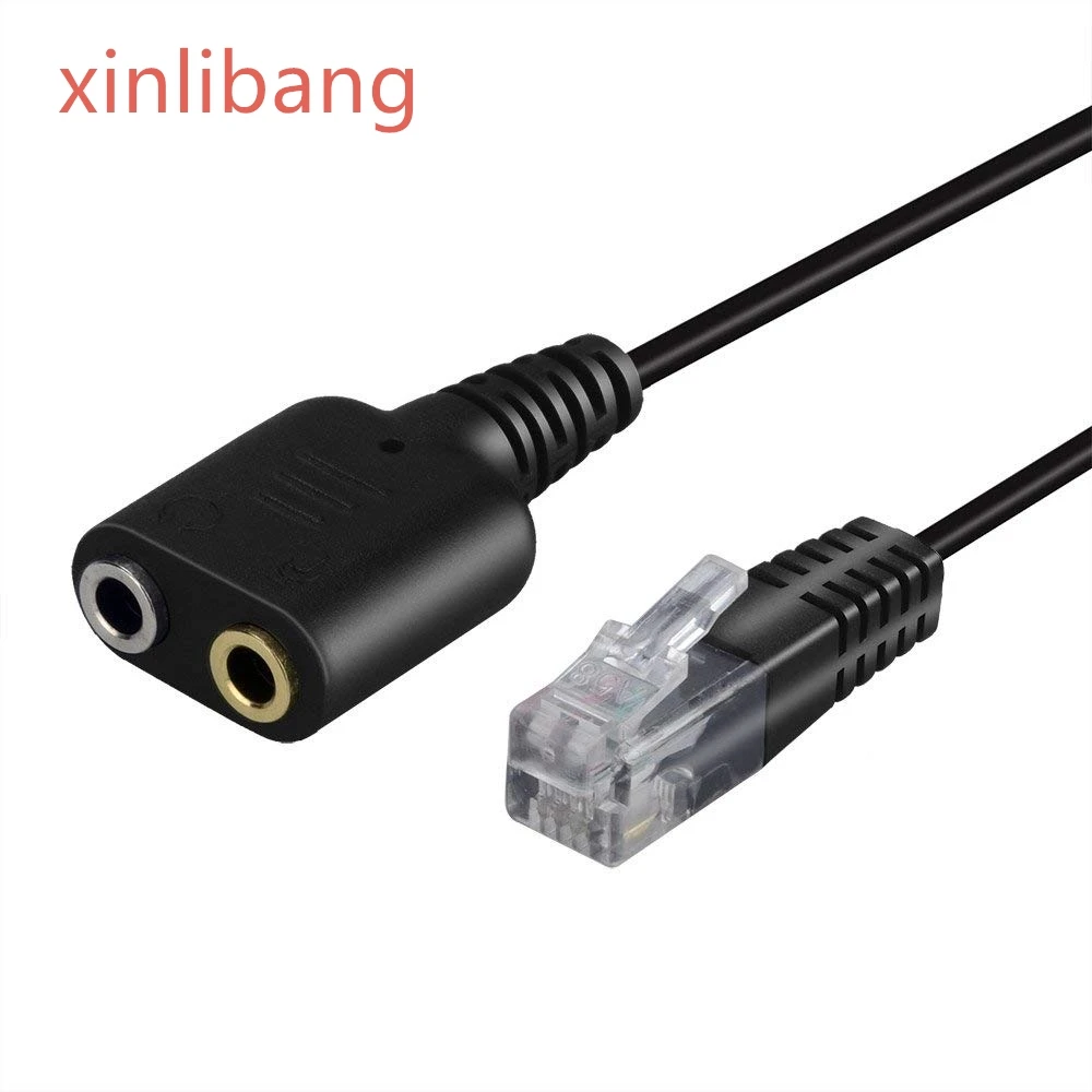 Adapter Cable: Dual 3.5mm Female To RJ9 Modular - Connect PC Headset To Cisco Phone, Universal