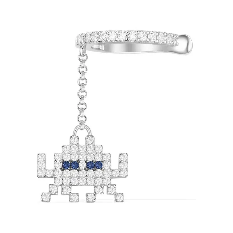 SLJELY 925 Sterling Silver SPACE SHOOTER Clip Earrings Without Piercing Micro Cubic Zircon CZ Ear Cuff for Women Luxury Jewelry | Украшения