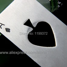 DHL,, 500 шт., игральная карточка из нержавеющей стали, Ace, в форме сердца, сода, пиво, красное вино, крышка, открывашка для жестяных бутылок, барный инструмент