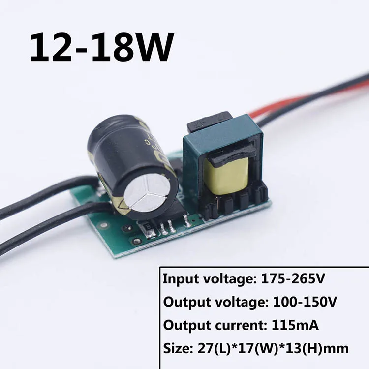Светодиодный неизолированный драйвер 5 Вт-40 Вт 115mA220mA 20-182 в Светодиодный источник питания AC175-265V светодиодный трансформатор для светодиодный лампы Blub - Цвет: 12-18W  115mA
