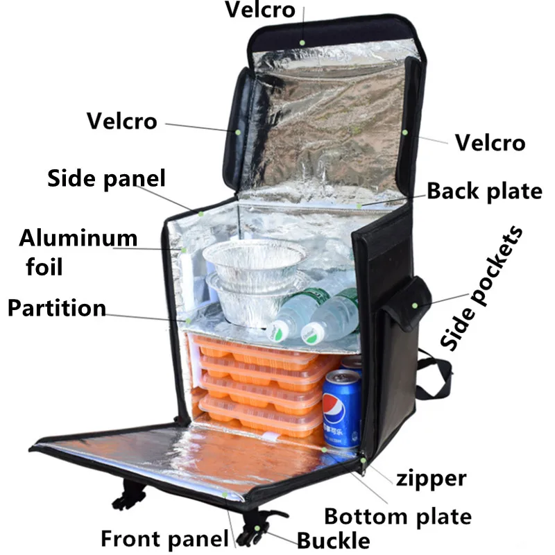 23L большой вынос рюкзак изоляции посылка Сумка для пиццы быстро холодильник для пищи морозильник водонепроница коробки для обедов