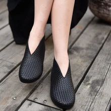 Artmu/Модная женская обувь; тканая кожаная обувь ручной работы на плоской подошве; обувь для мам из натуральной кожи; слипоны; mocasin sapatos mujer