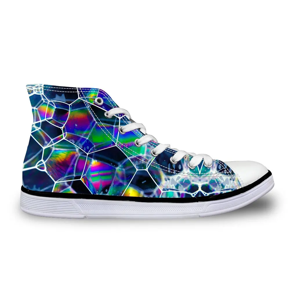 

WHEREISART Stylish High-Top Canvas Shoes Footwear Lace Up Fashion Sneaker for Women Men Black