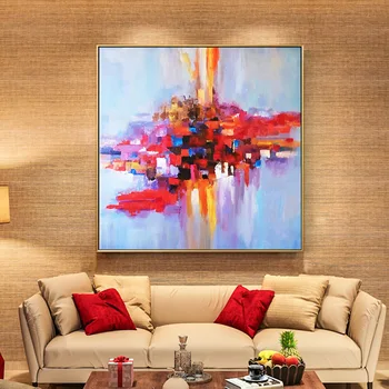 

hand-painted oil painting living room decorative art painting sofa background wall paintings modern European abstract large size