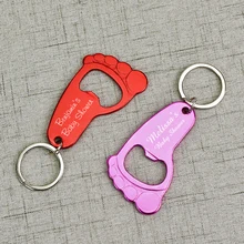 25 шт. персонализированные ноги формы открывалка бролока для бутылок индивидуально выгравироанные надписи брелок из алюминия для сувенир с душем День рождения пользу