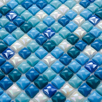 

Mediterranean Style Ocean Blue Chocolate Color Porcelain Glazed Glass Mosaic Tile for Kitchen Backdrop Swimming Pool Kid's Room