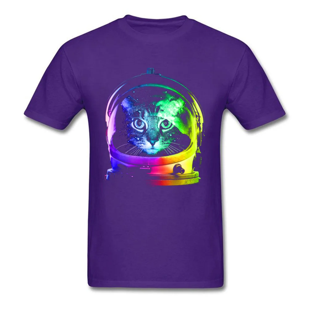 3D Printed Astronaut Cat Tops Tees for Men Funny Summer Round Neck Cotton Short Sleeve T Shirt Crazy Sweatshirts Astronaut Cat purple