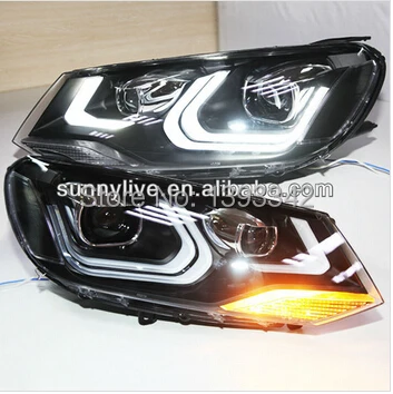 

For VW Touareg LED Strip U Angel eyes Headlights Bi xenon Projector Lens 2011-2012 year LDV2