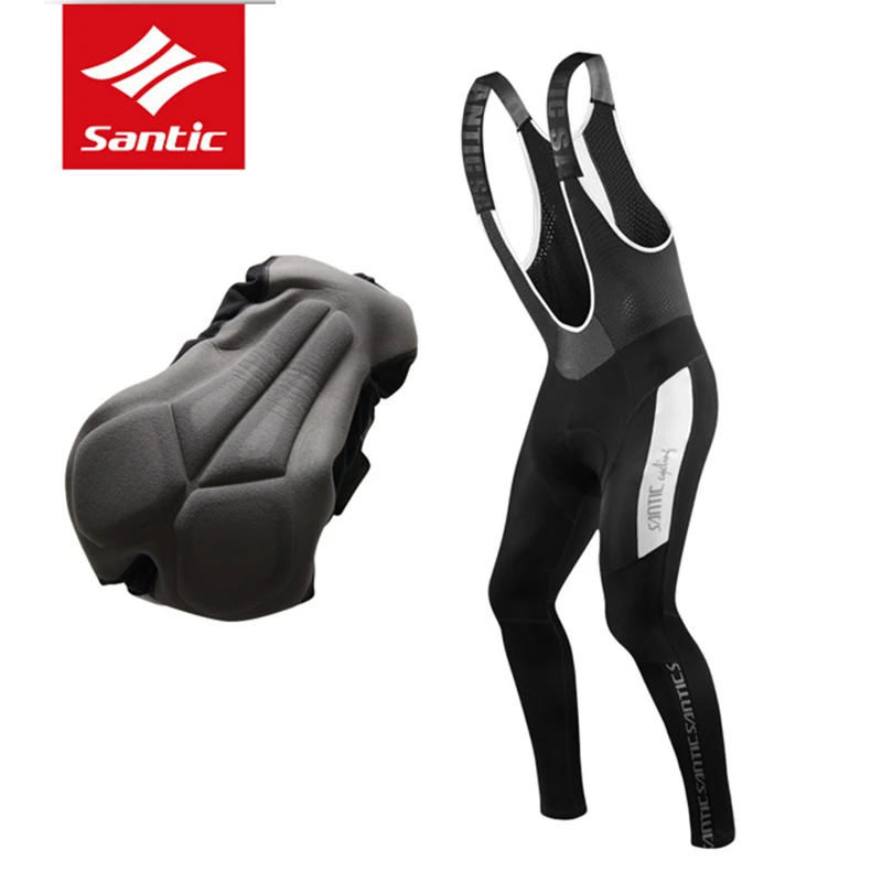 

Santic Cycling Bib Pants 2017 Men Winter Fleece Thermal 4D Padded Warm MTB Bike Bicycle Bib Pants Tight Biking Cycle Wear Tights