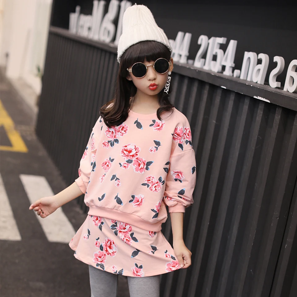 

Girls Clothing Sets 2018 Autumn Children Girls Clothes T-shirt+Skirts Pants Christmas Outfits Kids Girls Sport Suit 4-12 Age