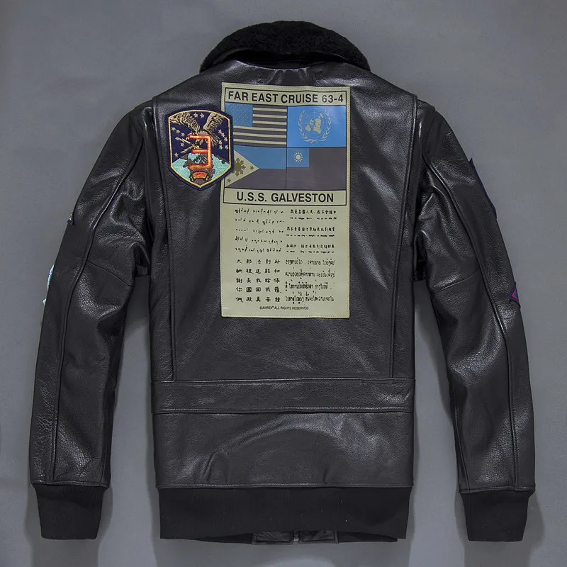 

Men TOP Sale Vintage Pilot Leather Jacket Brown Wool Collar Plus Size Genuine Cowhide Russian Aviator Coat FREE SHIPPING