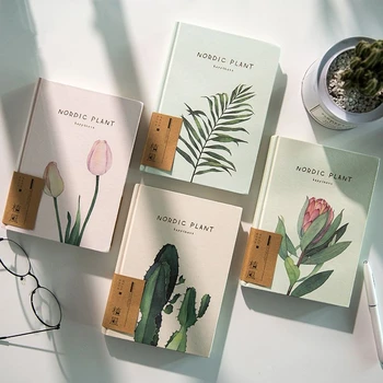

"Nordic Plant" Hard Cover Beautiful Lined White Papers Notebook Journal Notepad Free Note Stationery Gift