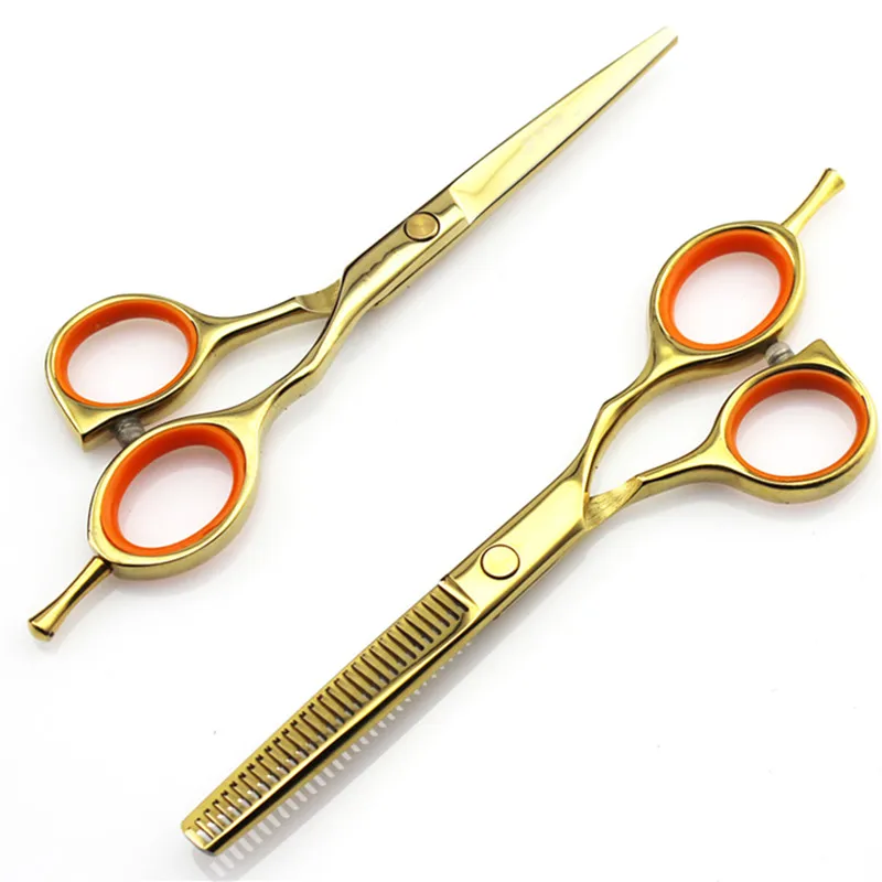 

Professional JP 440C 5.5 '' Gold hair scissors haircut thinning barber makas scisors hair cutting shears hairdresser scissors